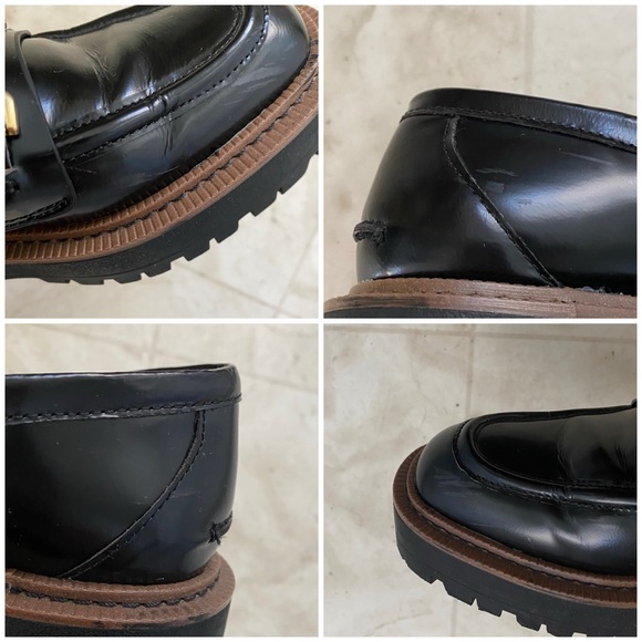 $150 Sam Edelman Laurs Black Leather Chunky Sole Platform Grunge Loafers Size 6 - Picture 16 of 16